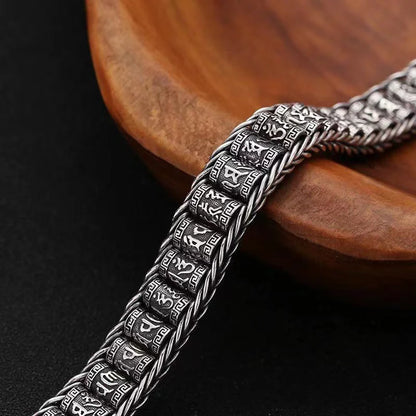 Prayer Wheel Charm Bracelet in Silver-Tone Alloy