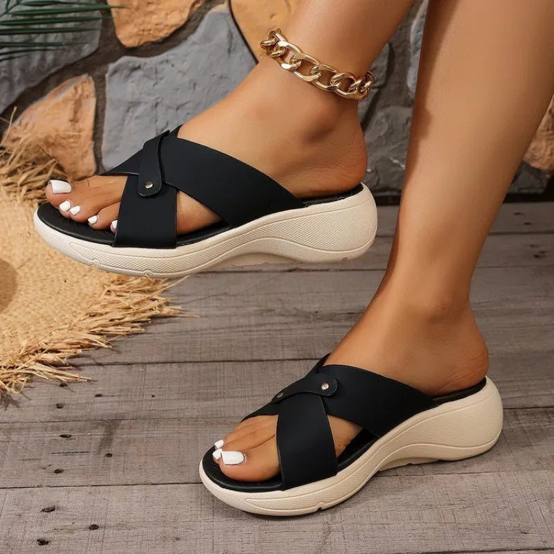 Women's Crossover Platform Wedge Sandals