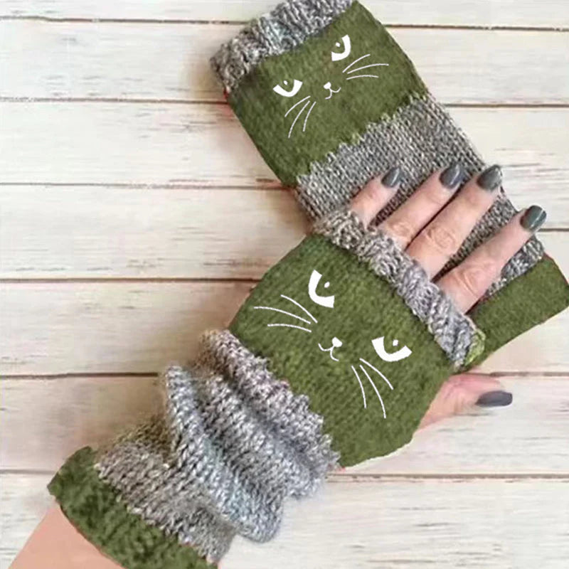 Women’s Cosy Cartoon Open-Finger Winter Gloves