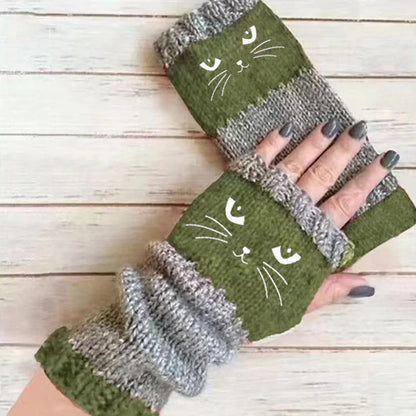 Women’s Cosy Cartoon Open-Finger Winter Gloves