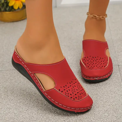 Women's Perforated Slingback Wedge Shoes