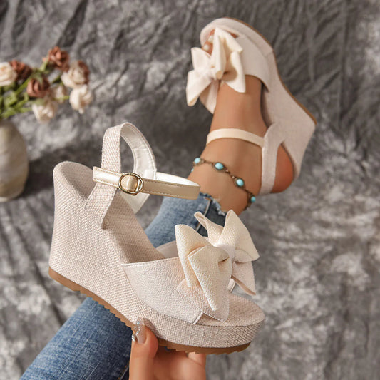 Women's Bow Platform Wedge Sandals
