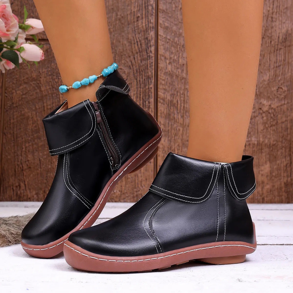 Women’s Comfort Leather-Look Walking Boots