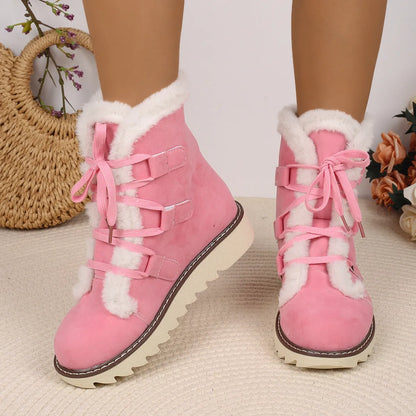 Women’s Plush Cuffed Chunky Heel Ankle Boots