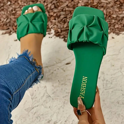 Women's Ruched Strap Slide Sandals