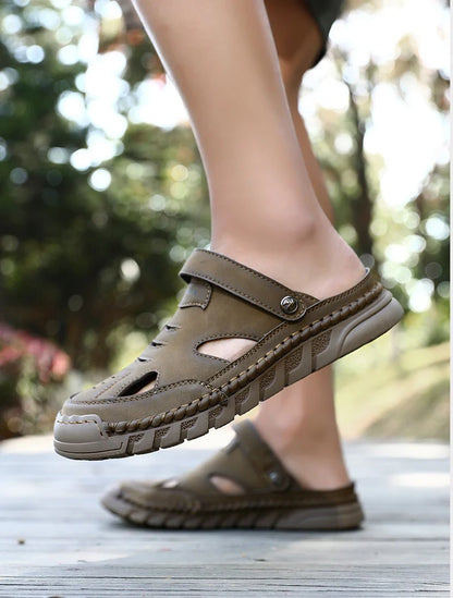 Men’s Premium Supportive Leather-Look Sandals