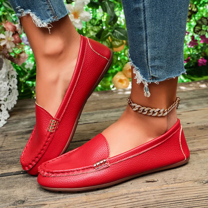 Women's Gold Buckle Slip On Loafers