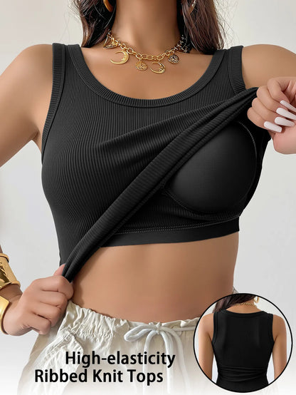 Women’s Ribbed Built-In Bra Tank Top