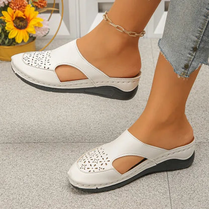 Women's Perforated Slingback Wedge Shoes