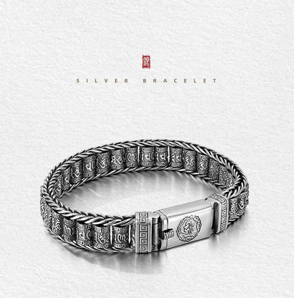 Prayer Wheel Charm Bracelet in Silver-Tone Alloy
