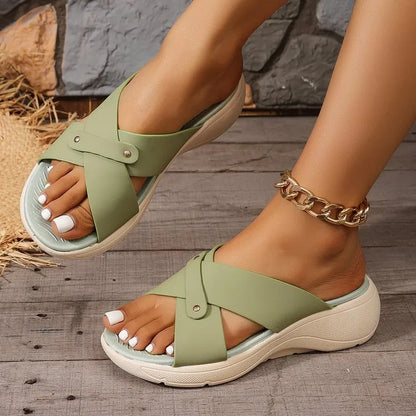 Women's Crossover Platform Wedge Sandals