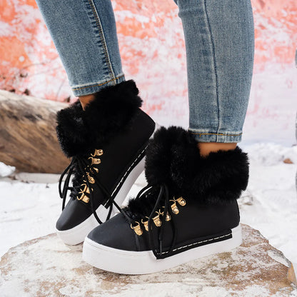 Women’s Winter Thick Wool Lace-Up Warm Boots
