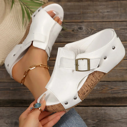 Women’s Studded Open-Toe Wedge Sandals