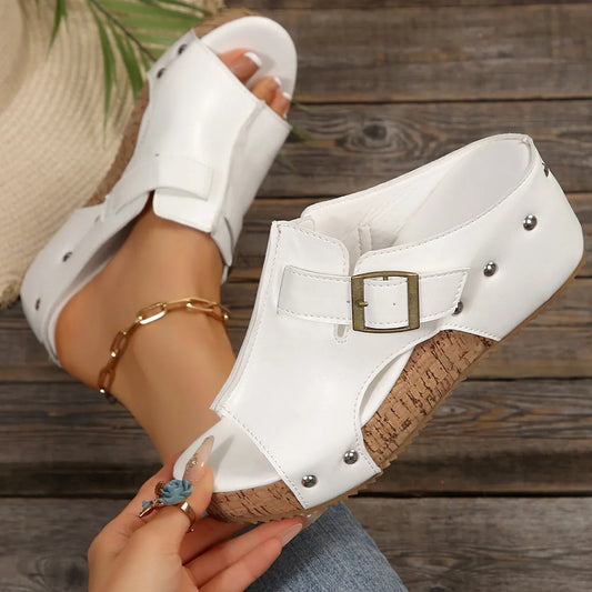 Women’s Studded Open-Toe Wedge Sandals