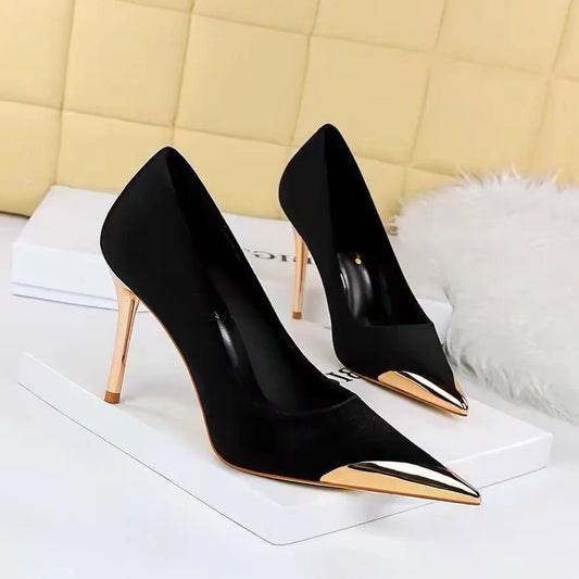 Women’s Pointed-Toe Metallic Stiletto Court Shoes