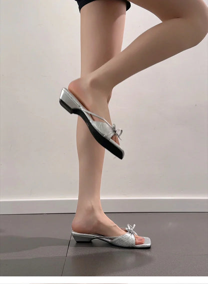 Women's Bow Detail Block-Heel Sandals