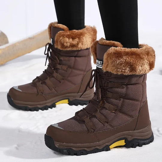 Women’s Waterproof Fleece-Lined Lace-Up Winter Boots with Grip Sole