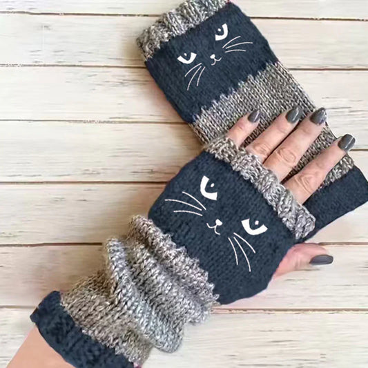 Women’s Cosy Cartoon Open-Finger Winter Gloves