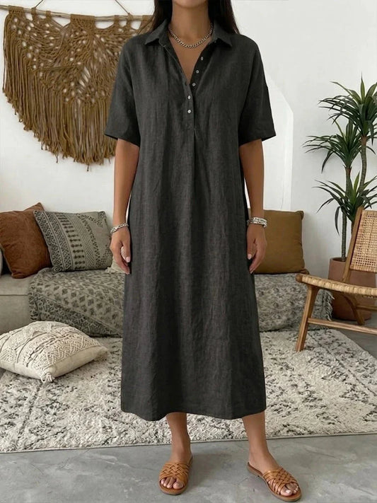 Women’s Relaxed Linen-Blend Shirt Dress