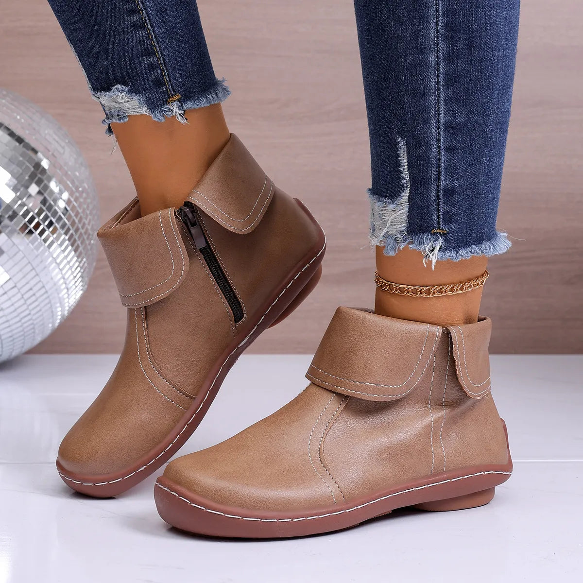 Women’s Comfort Leather-Look Walking Boots