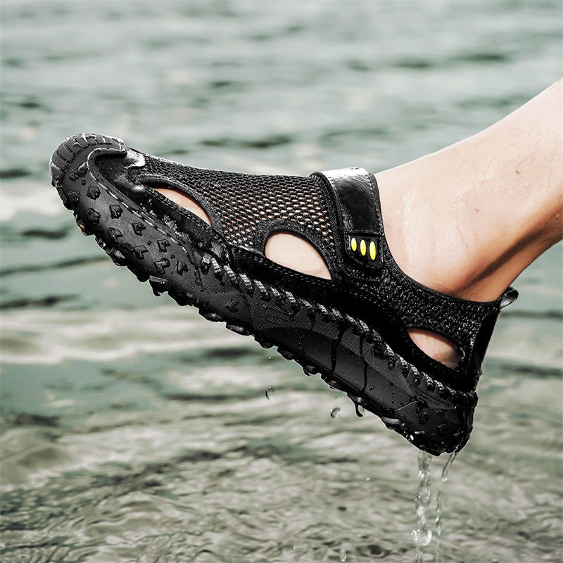 Men’s Breathable Mesh Leather-Look Comfort Walking Shoes