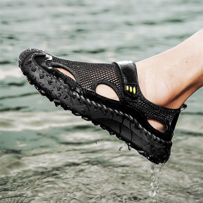 Men’s Breathable Mesh Leather-Look Comfort Walking Shoes