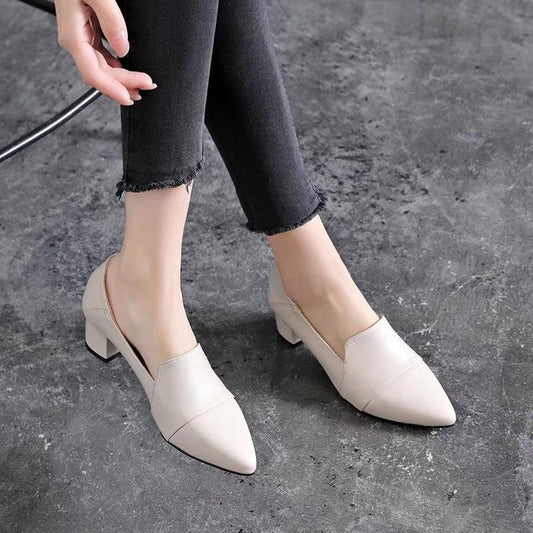 British Style Mid-heel Soft Leather-Look Shoes