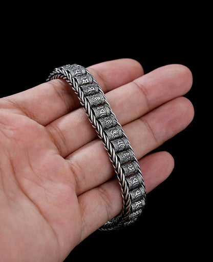 Prayer Wheel Charm Bracelet in Silver-Tone Alloy