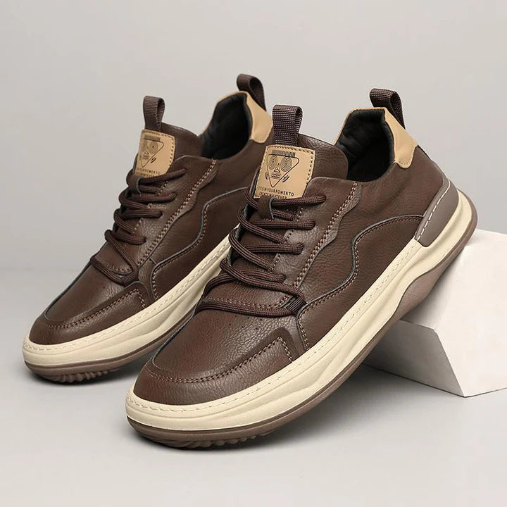 Men’s Leather-Look Cushioned Trainers