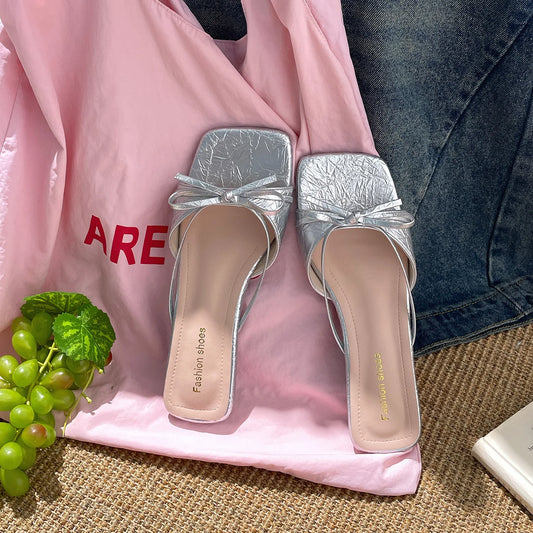 Women's Bow Detail Block-Heel Sandals