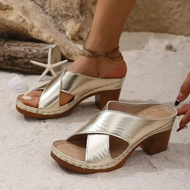 Women’s Chunky High Heel Comfort Sandals