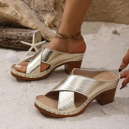 Women’s Chunky High Heel Comfort Sandals