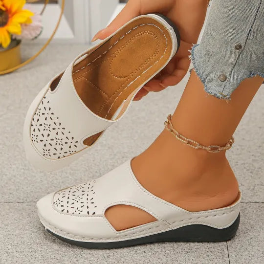 Women's Perforated Slingback Wedge Shoes