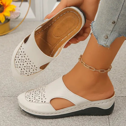 Women's Perforated Slingback Wedge Shoes
