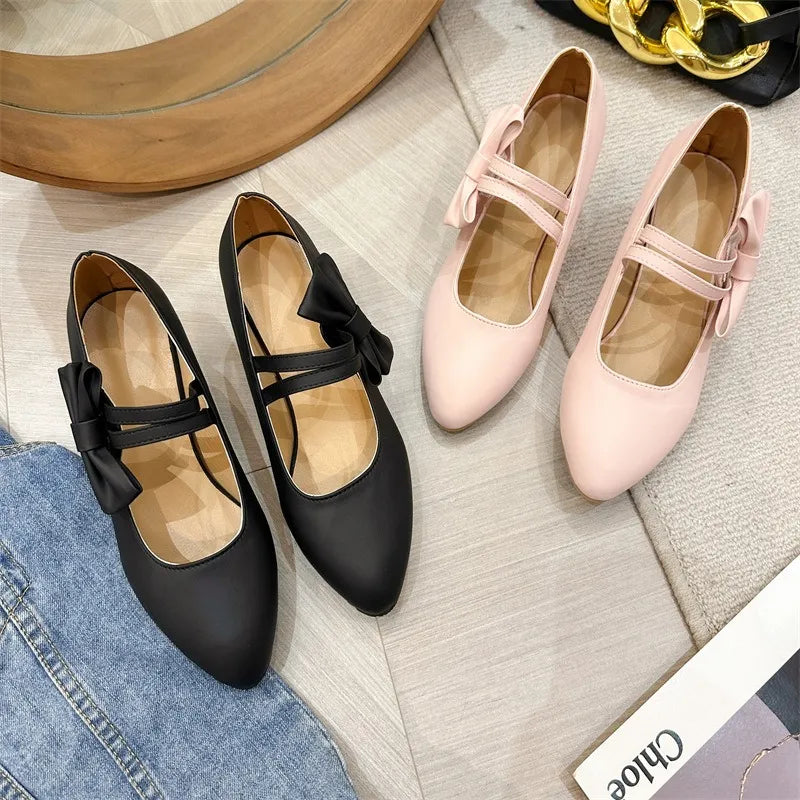 Women’s Bow Mary Jane Kitten Heel Comfort Shoes