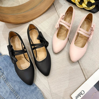 Women’s Bow Mary Jane Kitten Heel Comfort Shoes