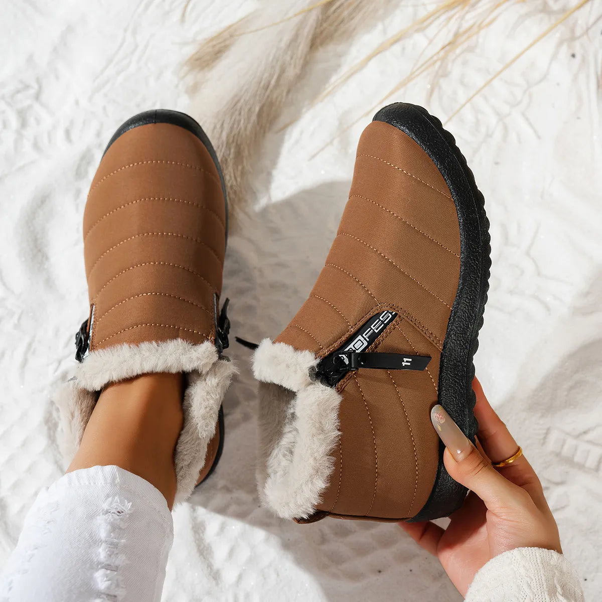 Women's Waterproof Warm Side Zipper Winter Boots