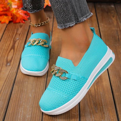 Women's Woven Breathable Casual Wedge Sneakers