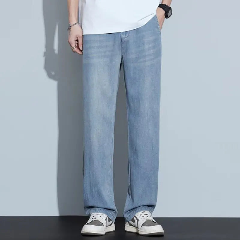 Men’s Lightweight Denim-Look Drawstring Trousers