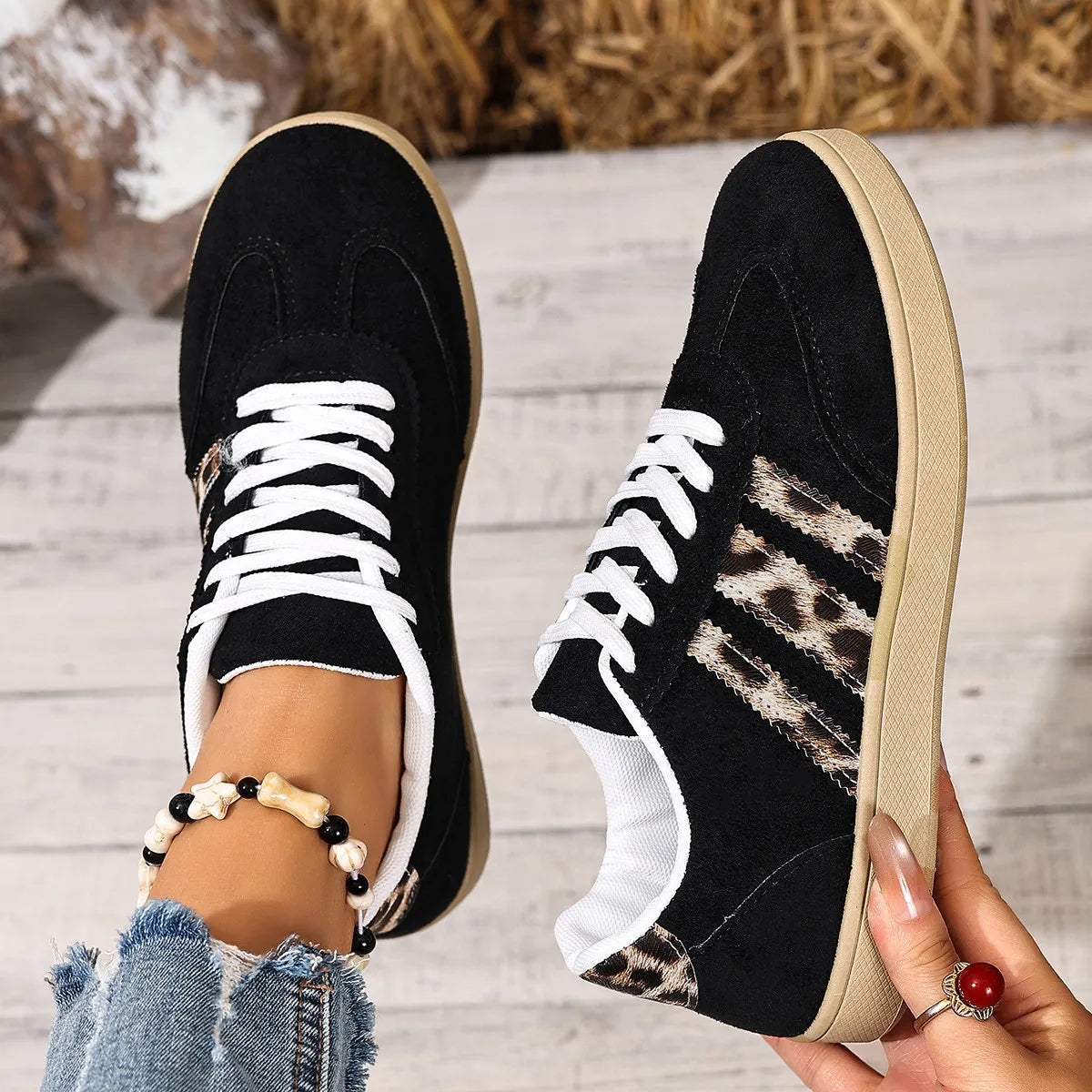 Women’s Retro Leopard Print Thick Sole Comfort Trainers