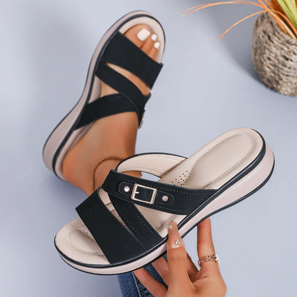 Women's Crossover Strap Wedge Sandals