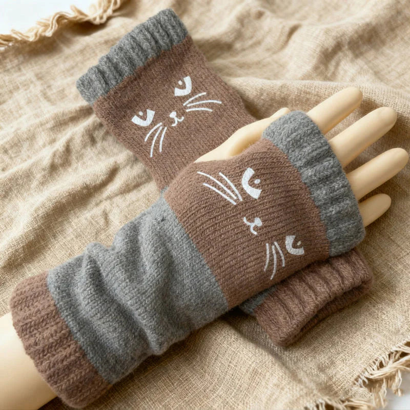 Women’s Cosy Cartoon Open-Finger Winter Gloves