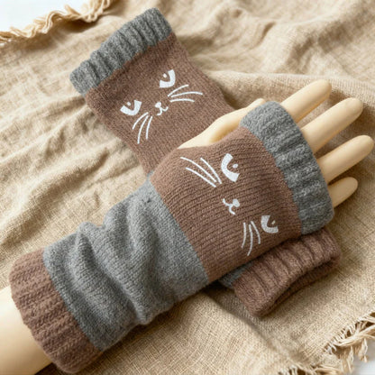 Women’s Cosy Cartoon Open-Finger Winter Gloves