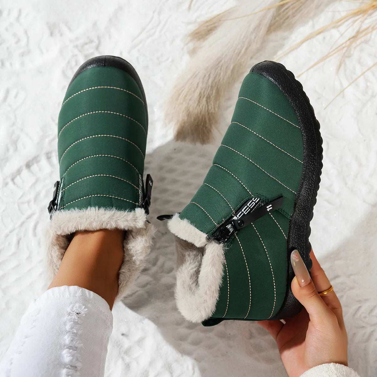 Women's Waterproof Warm Side Zipper Winter Boots