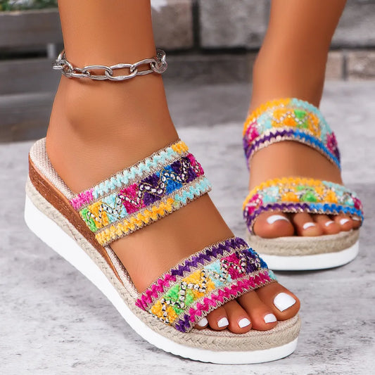 Summer women’s new thick-soled wedge slippers
