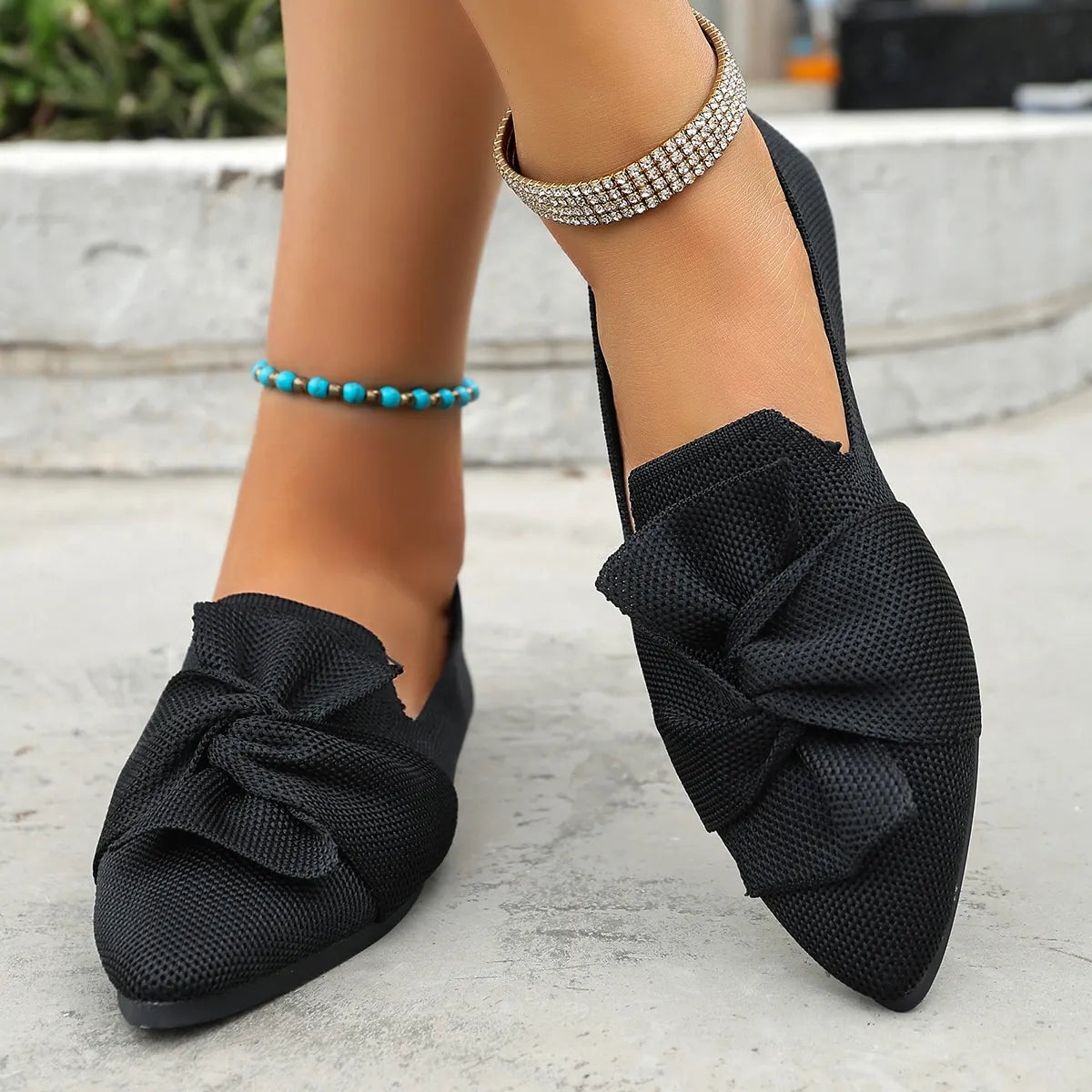 Mesh Bow Slip-On Comfort Shoes
