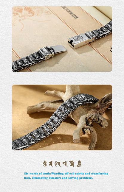 Prayer Wheel Charm Bracelet in Silver-Tone Alloy