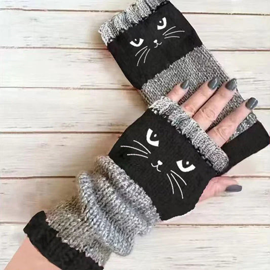 Women’s Cosy Cartoon Open-Finger Winter Gloves