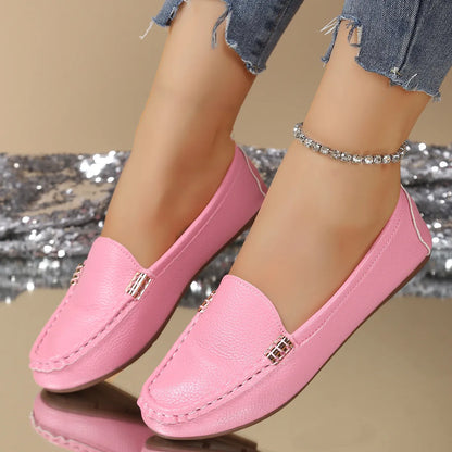 Women's Gold Buckle Slip On Loafers
