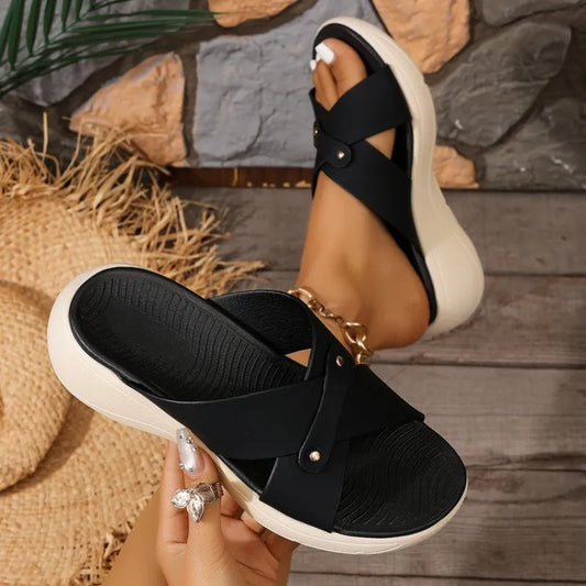 Women's Crossover Platform Wedge Sandals